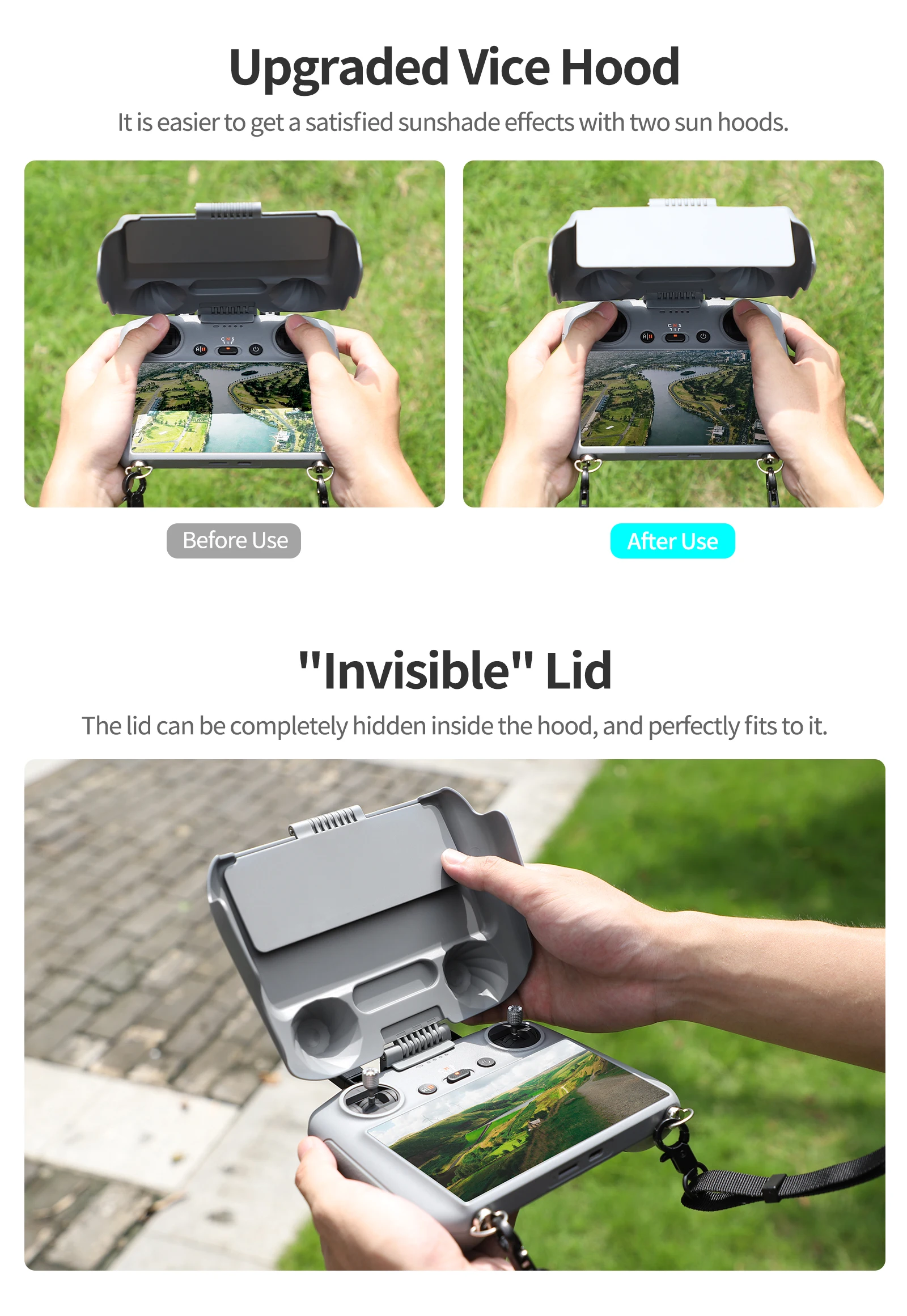 Sunnylife 2 في 1 التحكم عن بعد الشمس هود ظلة واقي للشاشة شل غطاء ل DJI Flip/Air 3/Air 3S RC 2 ملحقات طائرة بدون طيار