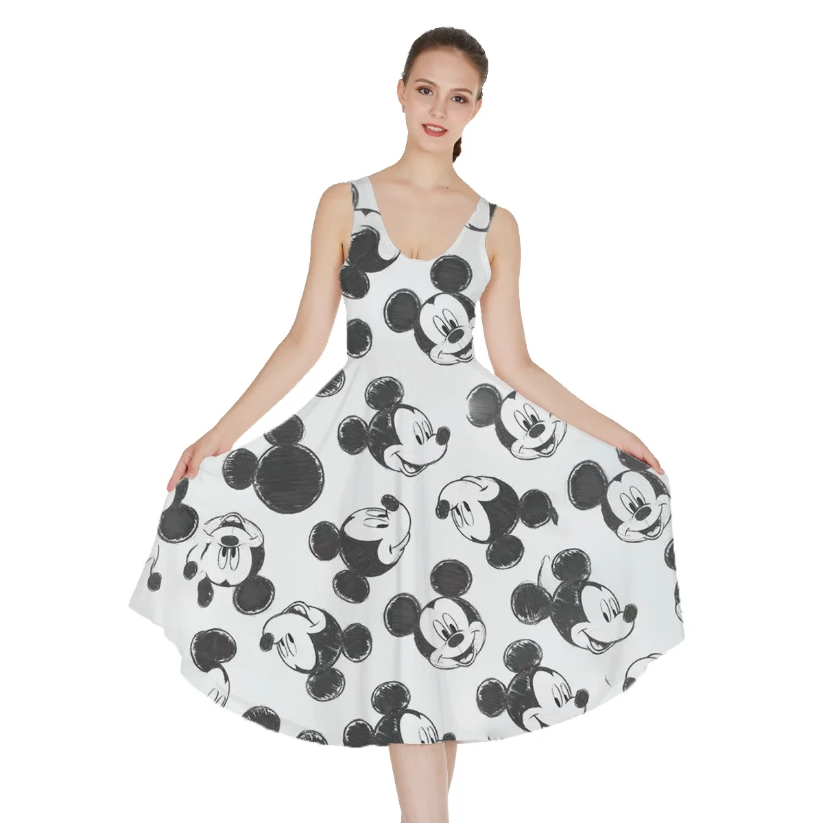 Mickey und Minnies Liebe am Himmel sexy Kleid Disney inspirierte Damen ärmellose Strand dress mickey Party Urlaubs kleid für Frauen