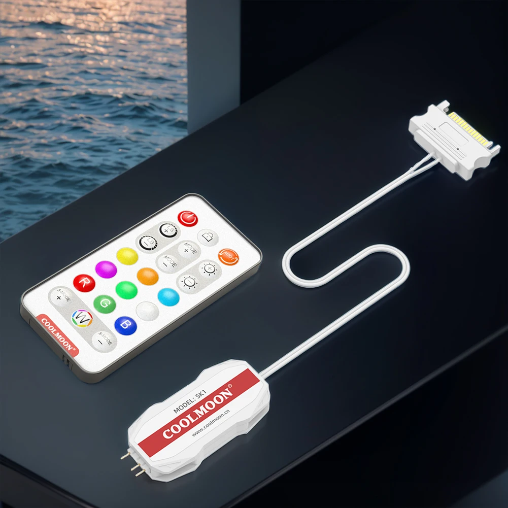 

RGB Remote Controller ARGB 5V 3PIN To SATA LED Color Intelligent Fan Controller 1 To 4 Sync Motherboard Cable Extension Line