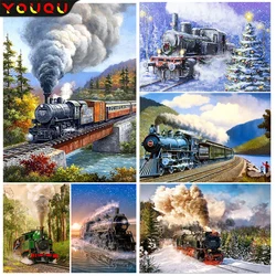 YOUQU Diamond Paintings 5d Diamond Mosaic Picture Steam Train Diamond Cross Stitch Kit fai da te decorazione della casa artigianato arte