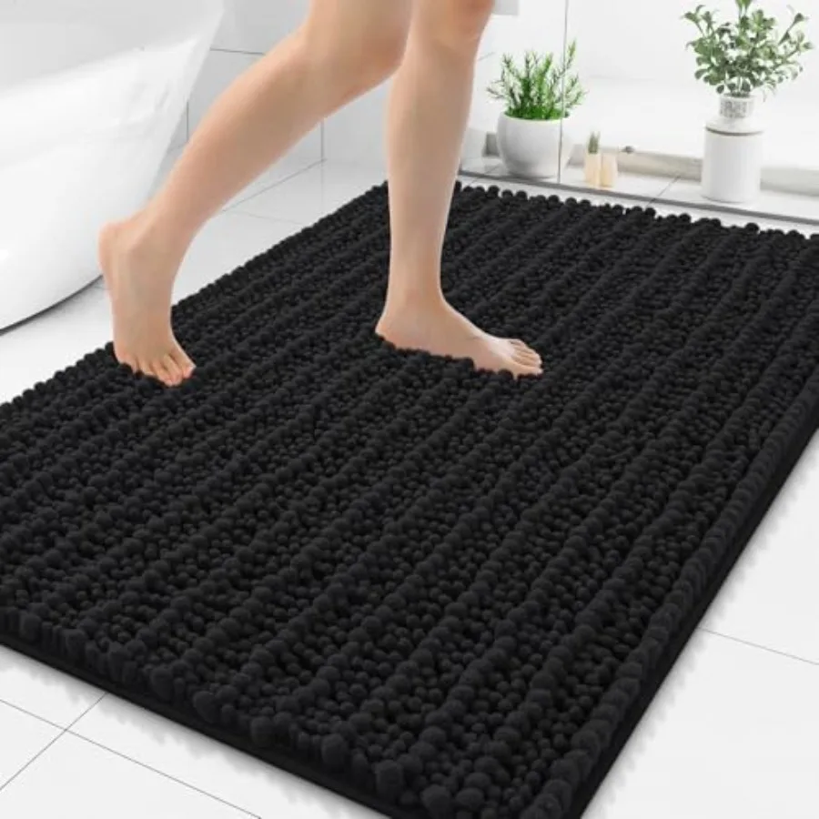 

Bathroom Rugs Mat 48x32 Extra Soft Absorbent Chenille Bath Rugs Non Slip Rubber Backing Machine Washable Quick Dry Bath Mats fo