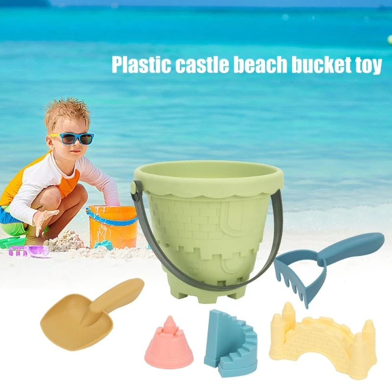 Y1UB 6 stück Sand Spielzeug Wiederverwendbare Kind Meer Sand Spielzeug Burgen Formen Schaufel Eimer Set