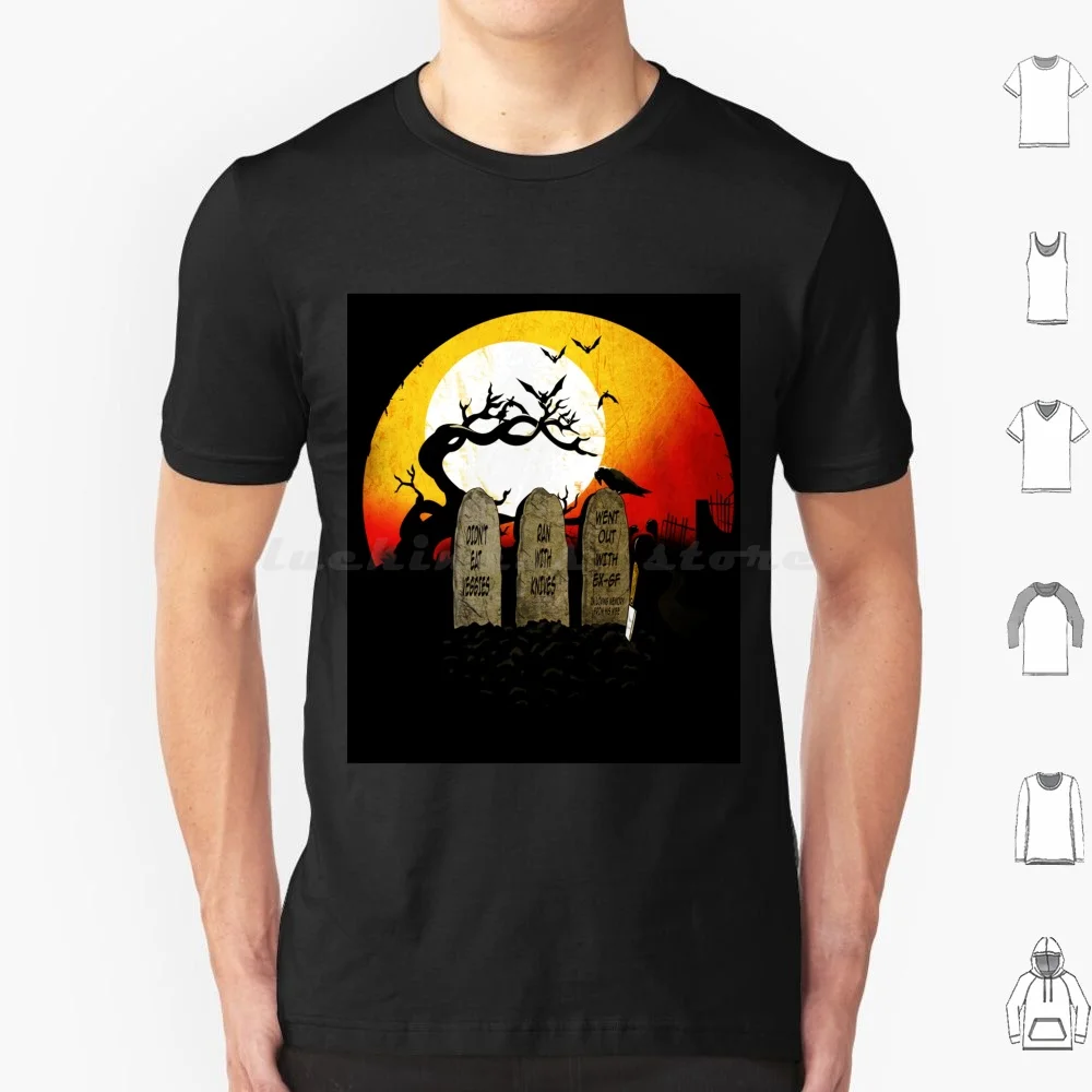 Graveyard Confession T Shirt 6Xl Cotton Cool Tee Graveyard Tomb Halloween Bats Cemetery