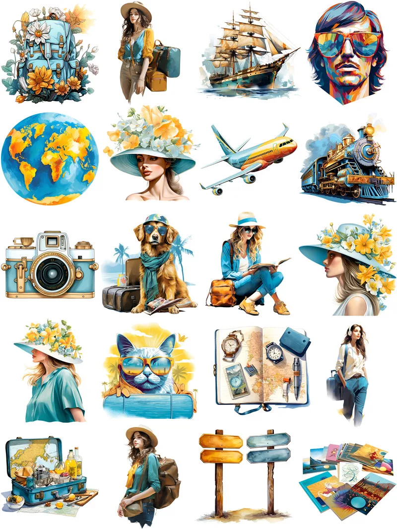 Blue beauty travels around the world Stickers Crafts And Scrapbooking stickers kids toys book Decorative sticker DIY Stationery