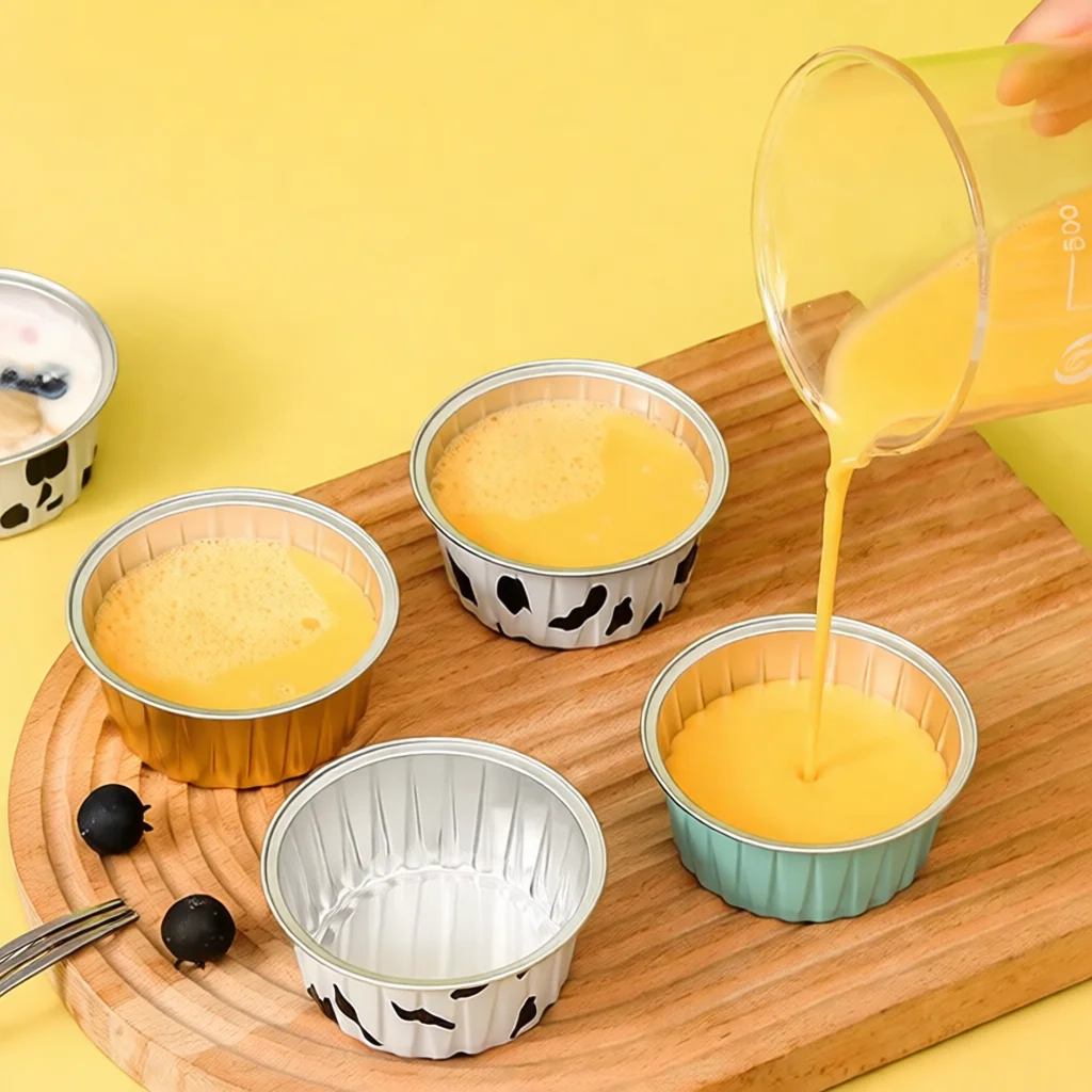 Aluminum Foil Baking Cups Reusable Air Fryer Mold Thickened Pudding Box Cupcake Muffin Liners Oven Safe Pastry Holder Tray