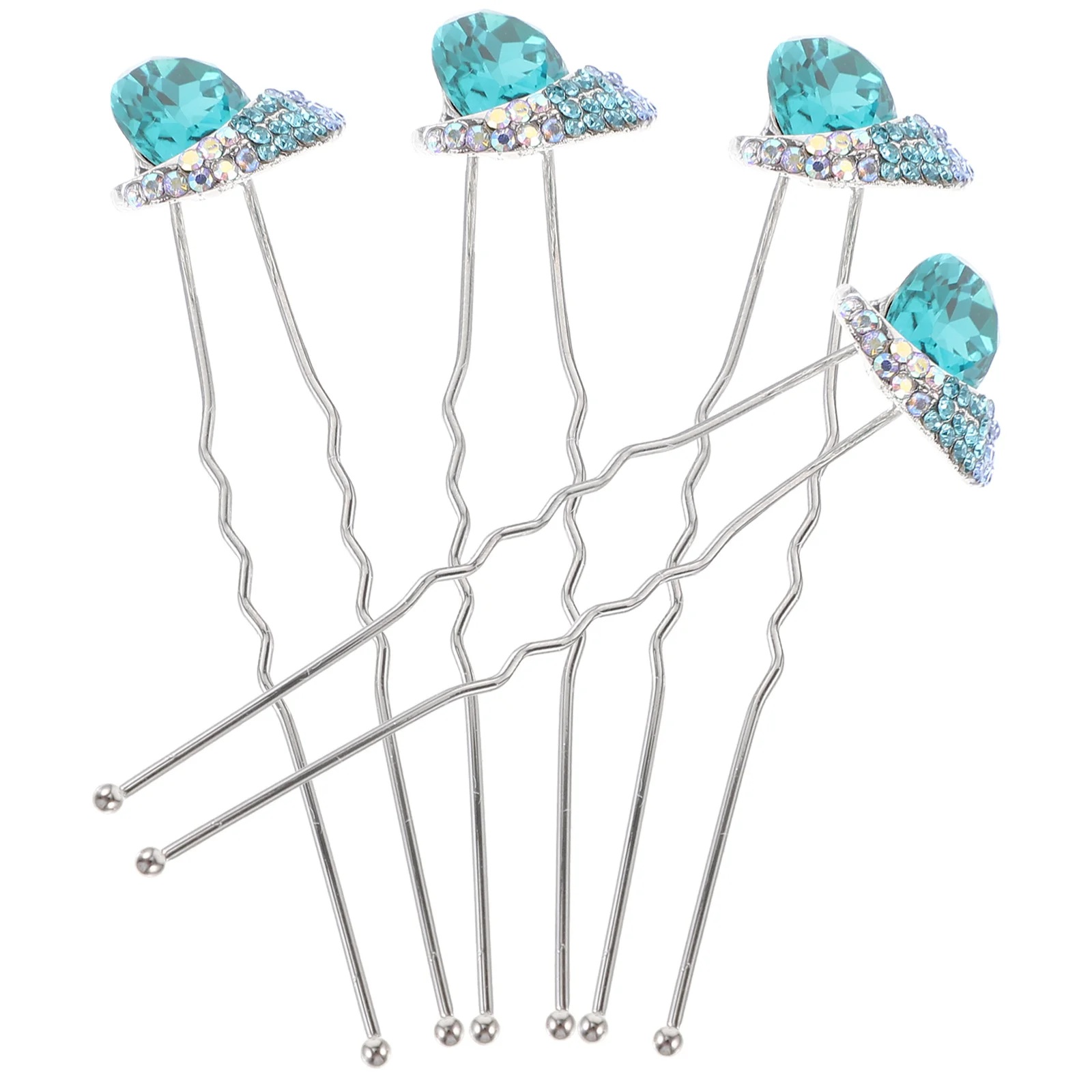 4 قطع من دبابيس الشعر على شكل حرف U من حجر الراين دبوس شعر الزفاف وإكسسوارات شعر العروس للنساء دبوس شعر خطوبة للحفلات الراقصة #2