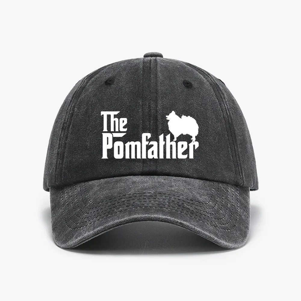 

The Pom Father Dog Lover baseball cap fashion Washed Distressed Denim caps Letters Printed Graphic Hip Hop caps Casual golf hats