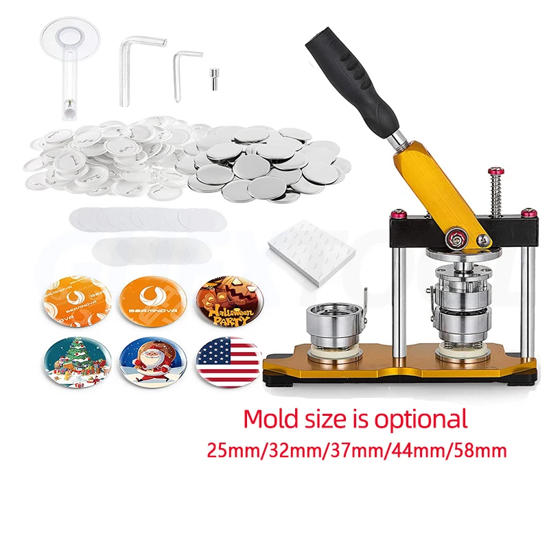 25/44/56/75MM Button Maker DIY Button Pin with Free Parts Badge Machine Pin Maker Badge Punch Press Mold Tool Supplies