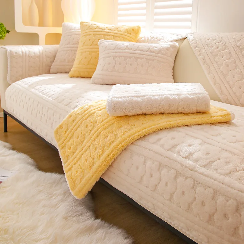 Sofa Cushion Winter Plush Non-slip Thickened New Sofa Cover All-inclusive Universal Blanket Cover Towel Cloth Cushion