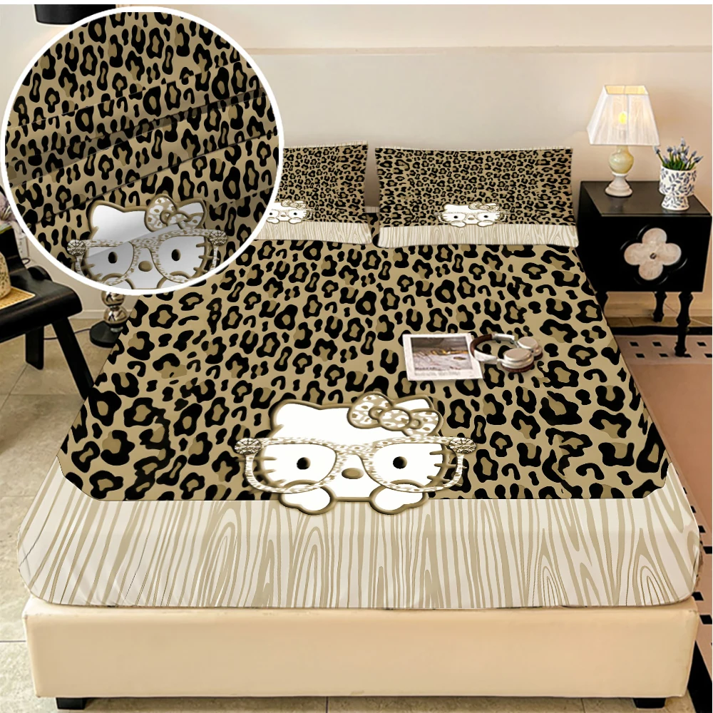 

Эластичные простыни Sanrio Hello Kitty, двуспальные простыни, мягкие и теплые бархатные покрывала, наматрасники, защитные простыни