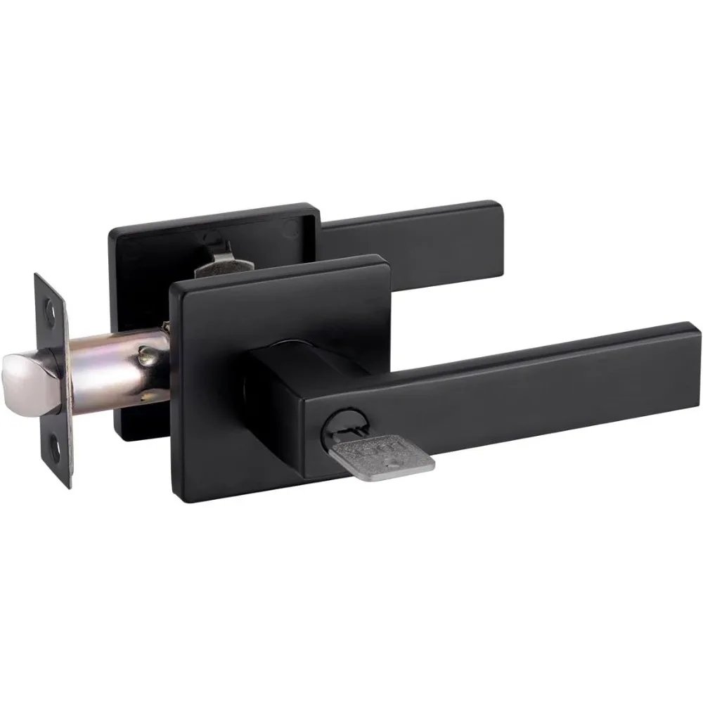 

Entry Door Handle with Key GreenShield Lock Set, Heavy Duty Reversible Exterior and Interior Door Lever for Front Entrance, Bedr