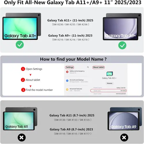 Imagen 2 del producto Funda MoKo para Samsung Galaxy Tab A9 Plus 11 ""2023(SM-X210/X216/X218)//Tab A11 + 2025, funda trasera con soporte resistente de cuerpo completo a prueba de golpes