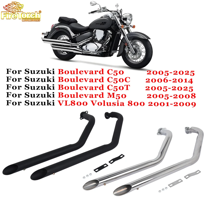 For Suzuki Boulevard C50 C50T C50C M50 2005 -2025 For Suzuki VL800 Volusia 800 2001-2009 Motorcycle Duals Exhaust System Pipe