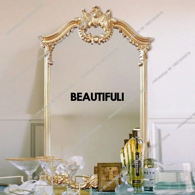 

RR European-style entrance living room old decorative mirror carved mirror comb wall hanging bedroom retro makeup mirror
