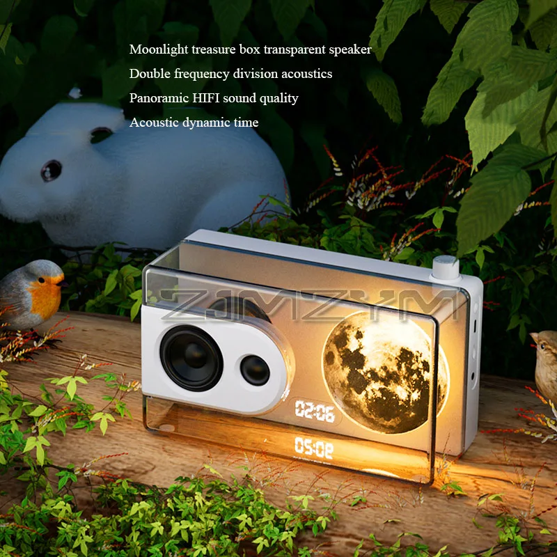 Wireless Bluetooth Speaker Moonlight Treasure Box Transparent Led Moon Light Loudspeaker With TF Card AUX Computer Connected