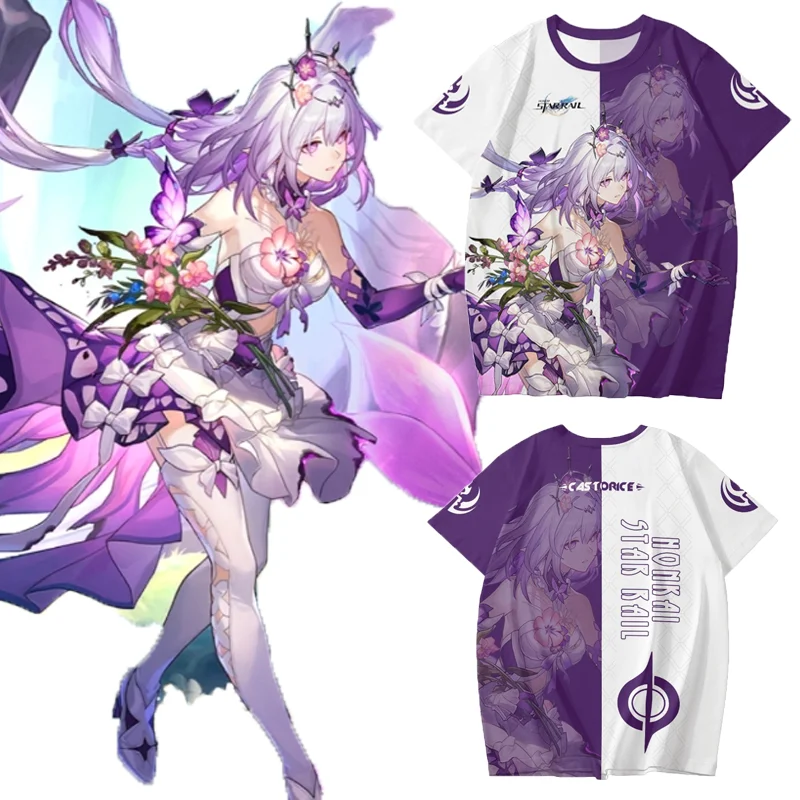 2025 New Game Honkai: Star Rail Castorice 3D Print T-shirt Kid Cosplay Anime Tees Men Women Short Sleeve Tshirt Harajuku Y2k Top
