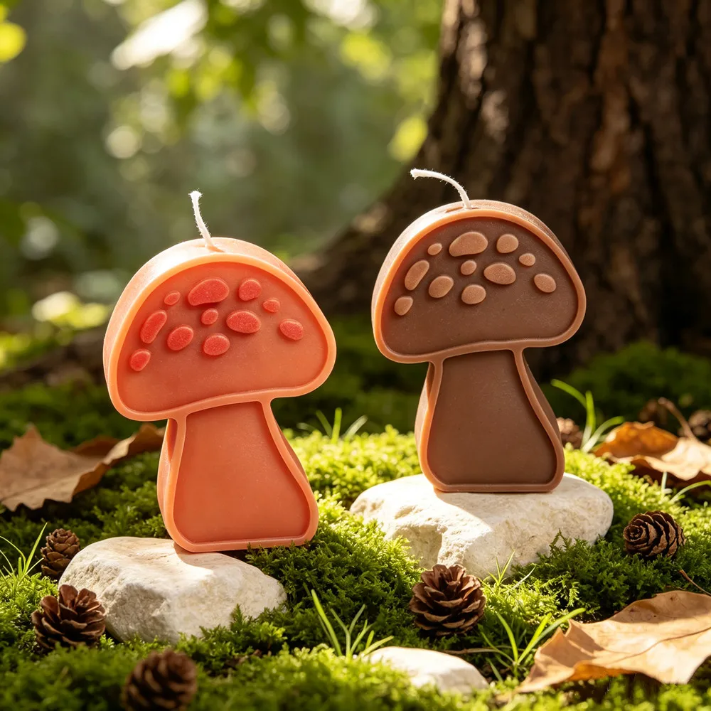 2D/3D Spotted Mushroom Silicone Candle Mold,Cute Toadstool Fungus Mold for DIY Scent Candle Soap Epoxy Resin,Autumn Table Decor