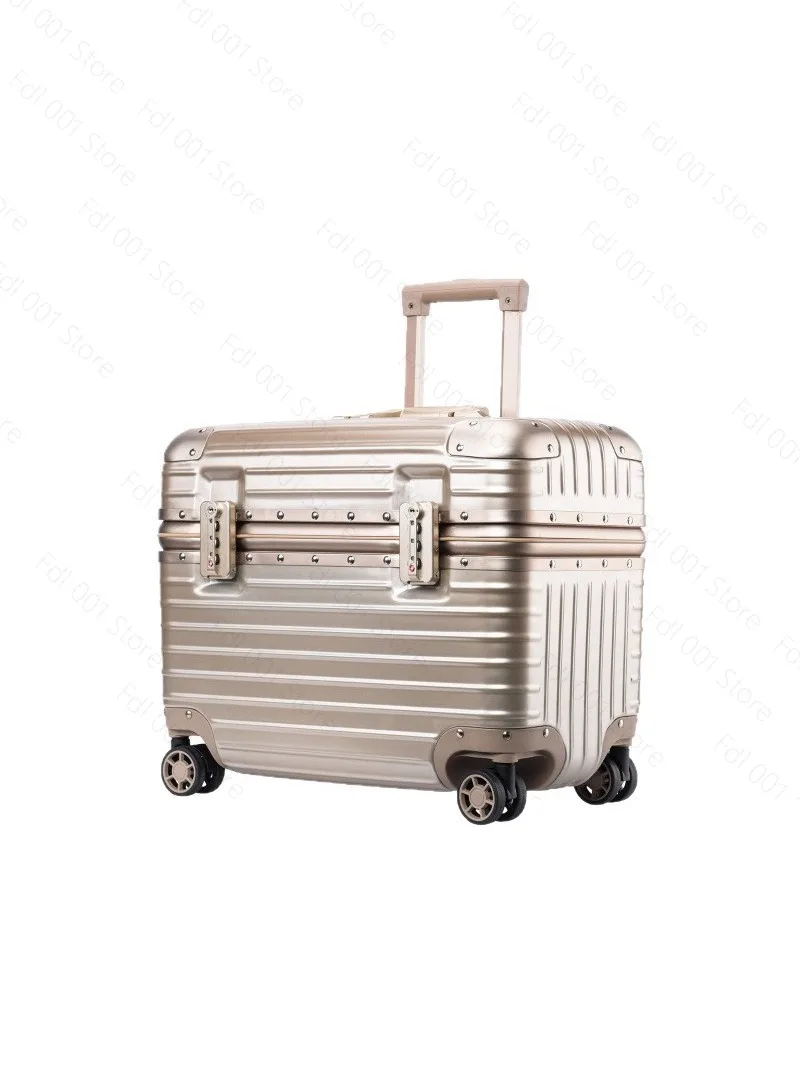 Upper flip cover aluminum frame photography trolley case women's universal wheel travel password suitcase 18 inch small captain view 5
