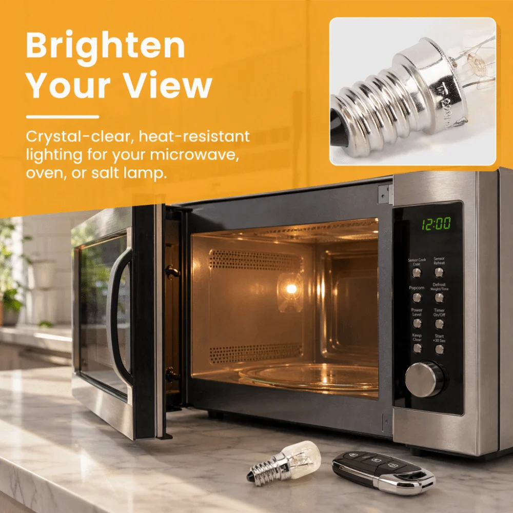 10pcs Nickel Plated Copper Microwave Oven Light Bulb 25W E14 Base Microwave Oven Accessories 2700K Warm White 110V-130V
