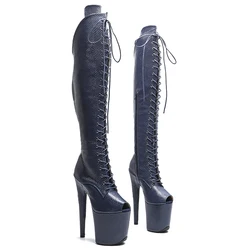 Leecabe 20CM/8 pollici Snake PU superiore giovane tendenza moda tacco alto piattaforma spogliarellista tacco Pole Dance boot