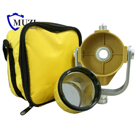Yellow Single Prism for Topcon Total Station 5/8x11 Female Thread Offet -30mm Sliver Coated Reflective Prism with Protect Bag