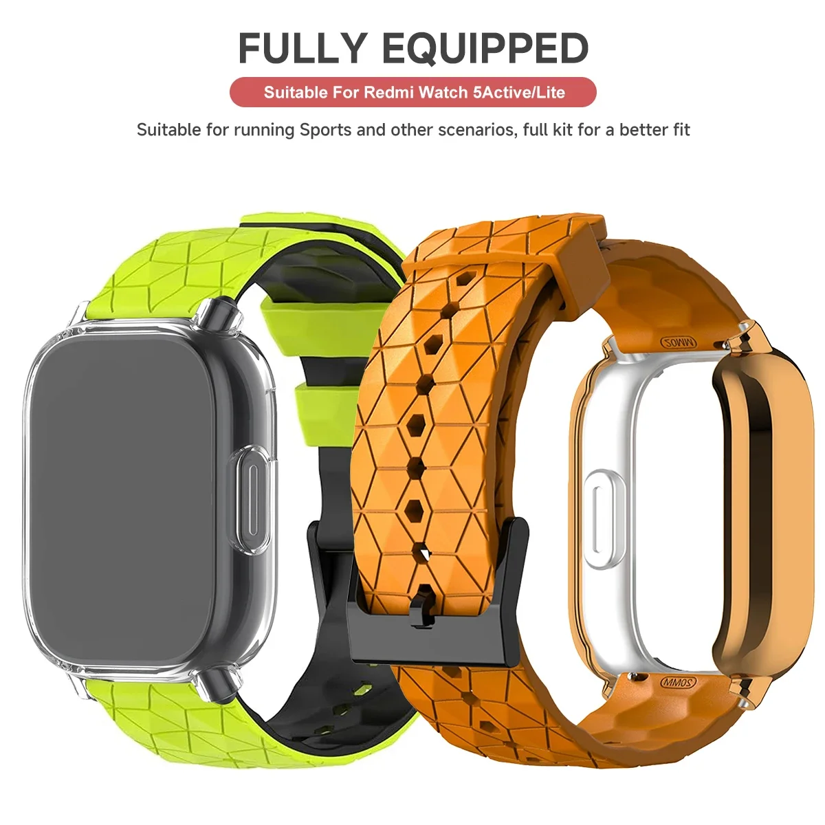 Protector Case+Silicone Strap For Xiaomi Redmi Watch 5 active/5 Lite Full Cover Screen TPU Shell and Breathable Soft Sport Band