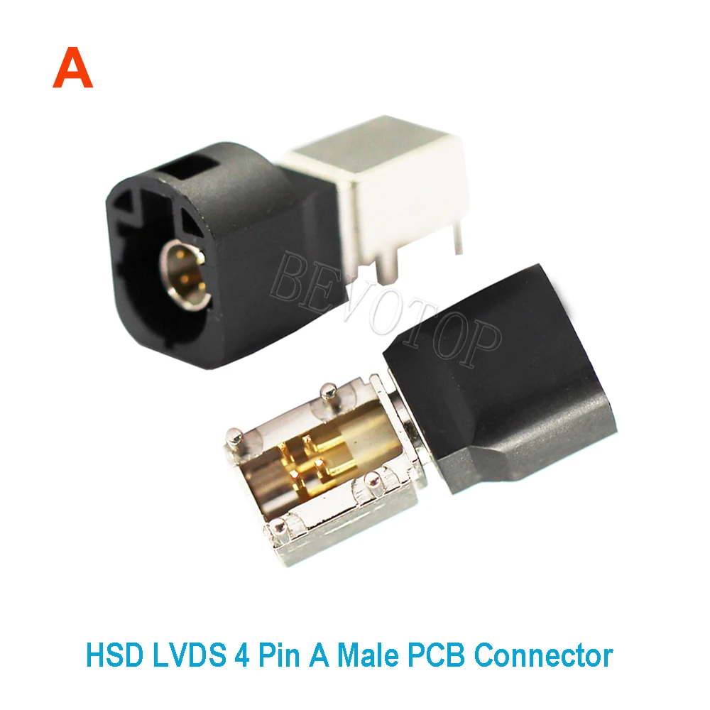 1Pcs HSD LVDS 4 Pin Connector Code A/B/D/G/J/K/Z Right Angle Male Plug PCB Mount Car Camera Display Satellite Radio Adapter