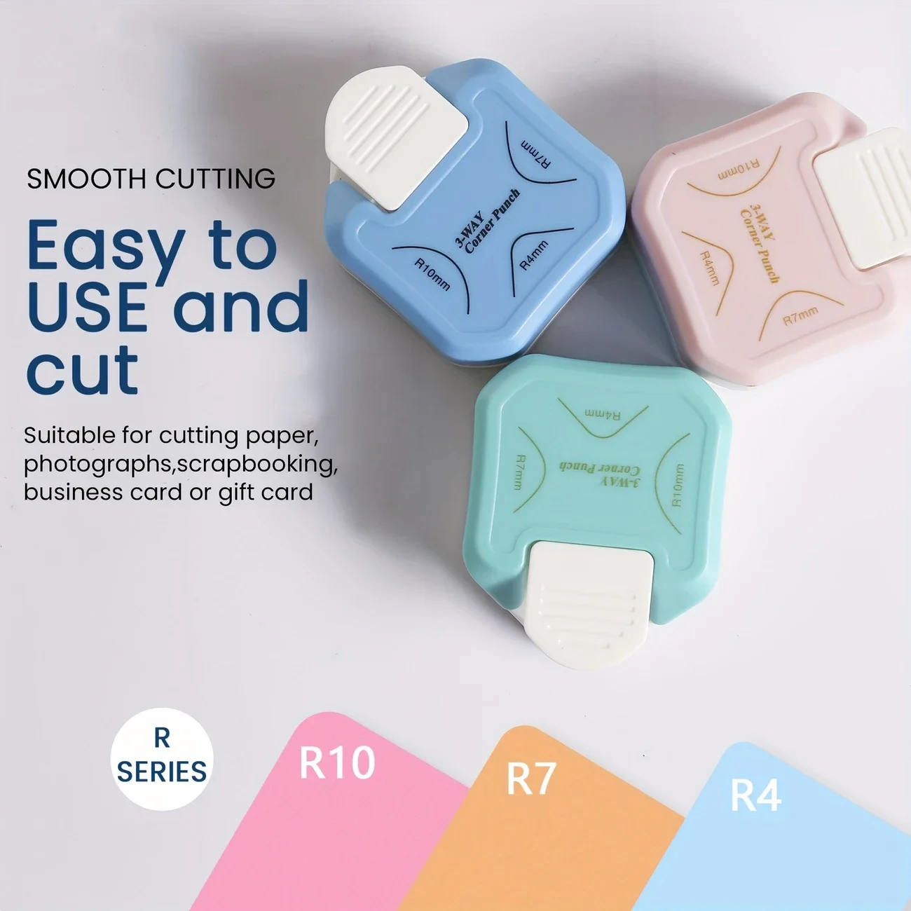 3 In1 Mini Corner Trimmer Corner Durable Rounder Punch R4/R7/R10mm Round Corner Trimmer DIY Paper Cutter Card