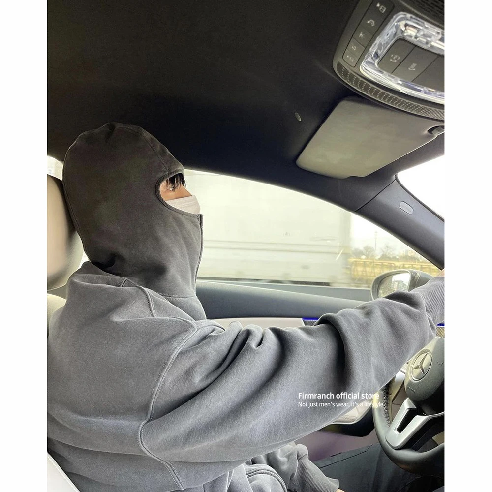 Firmranch Korean Fashion Ninja Zip Up Hoodies Jacket Men Women High Quality Cotton Mask Hooded Loose Streetwear Coat
