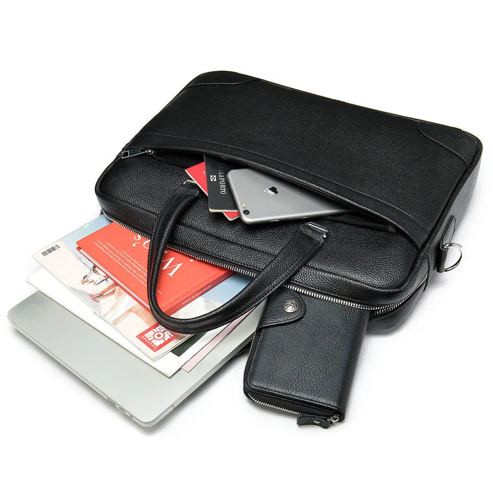 حقيبة رجالية حقيبة جلد طبيعي حقيبة لابتوب الرجال حقائب مكتب جلدية للرجال حقيبة يد حقيبة أعمال لحقائب المستندات الذكور #3