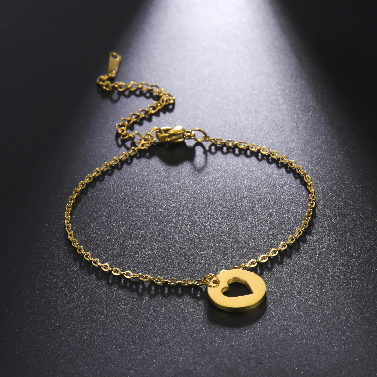 Kkjoy Modische Goldfarbene Edelstahl-Fußkettchen mit Rundem Hohlem Herz für Damen, Schmuckgeschenk für Frauen, Großhandel – Detail 17