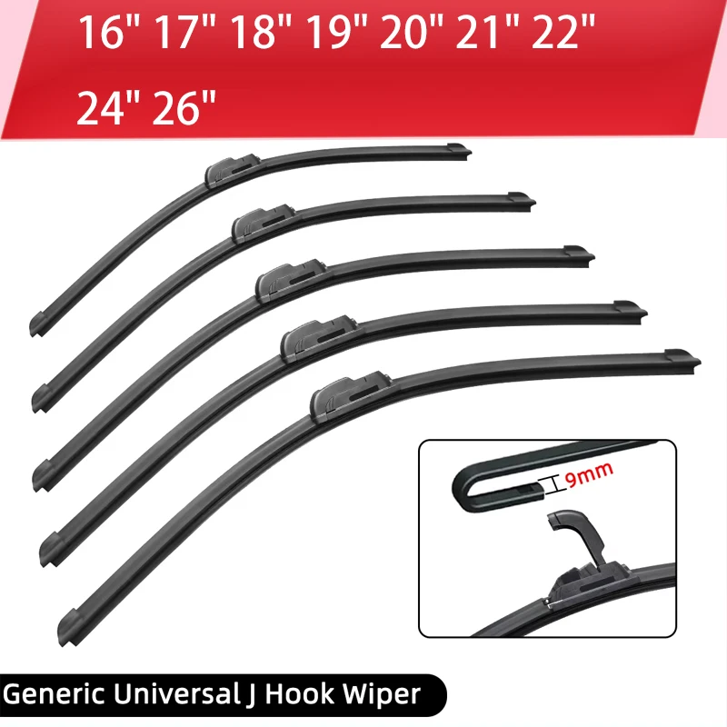 

1PC Car Windshield Wiper Blades Hook Universal Soft Rubber Frameless Bracketless Car Wipers 16" 17" 18" 19" 20" 21" 22" 24" 26"