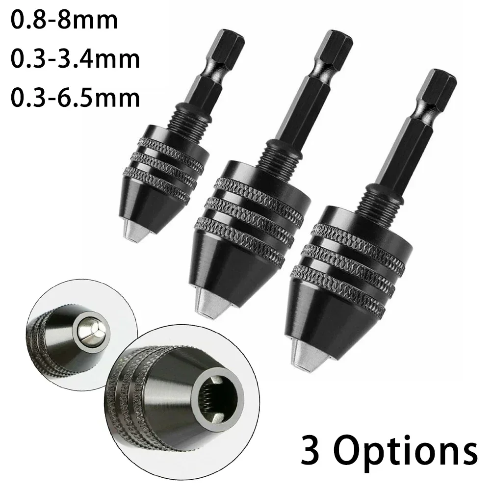 0.3-8mm Mini Keyless Drill Chuck Self-Tighten Electric Drill Bits Collet Fixture Tools Hex Shank Quick Change Converter