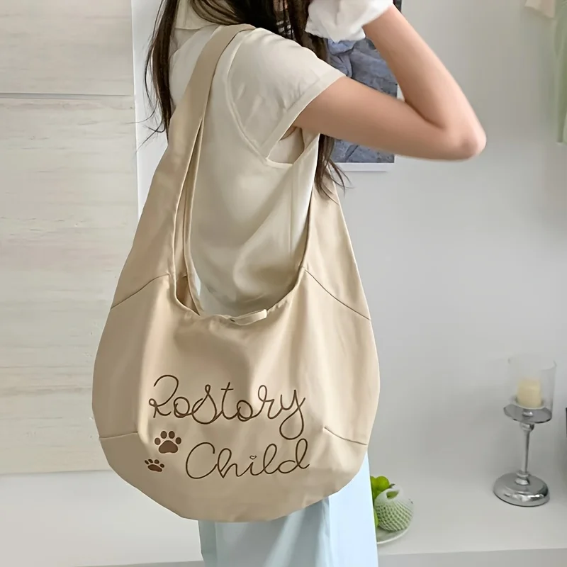 

Spring Collection New Beiguo Bag Korean Ins Style Letter Shoulder Bag Simple Commuter Bag Female Student Arc Canvas Bag