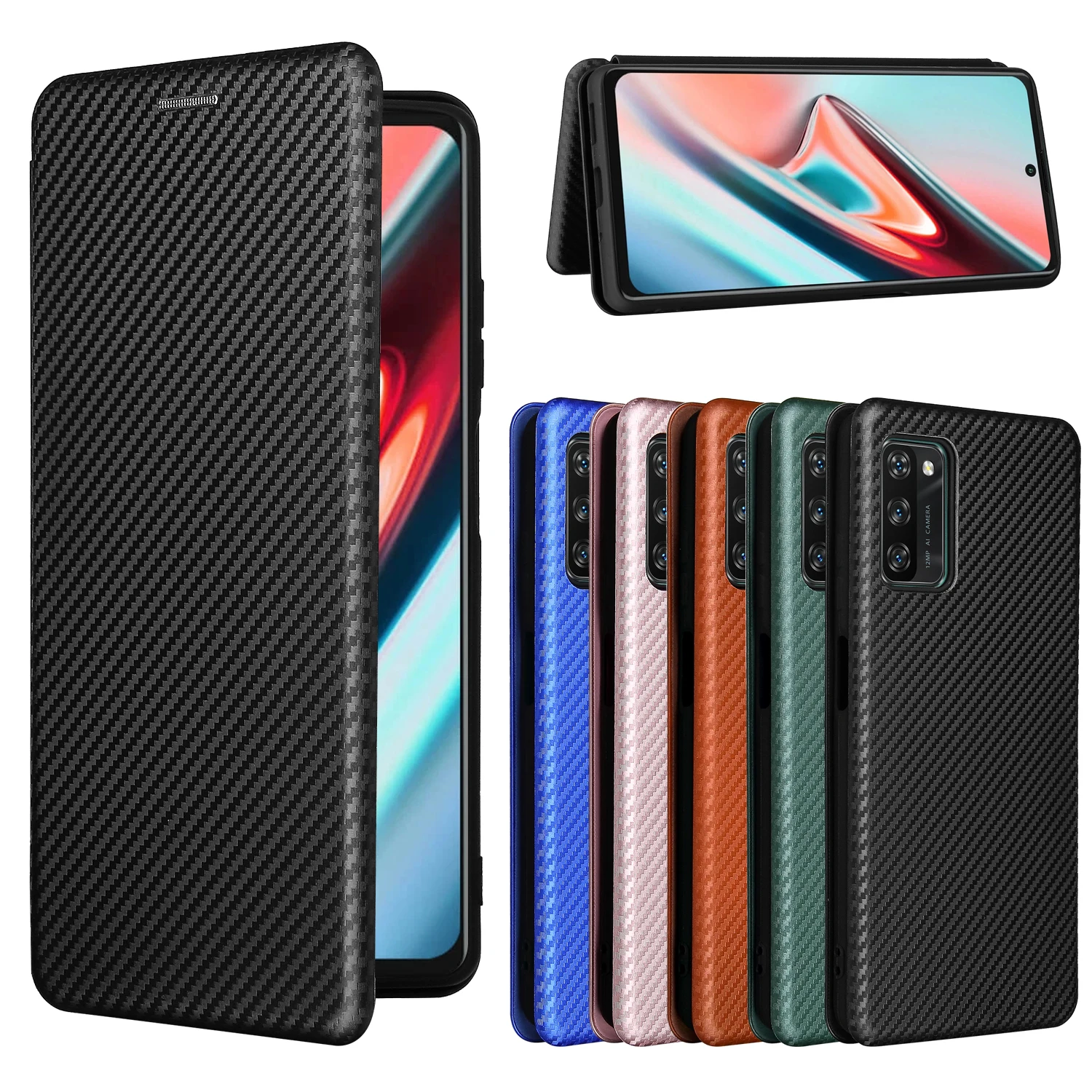 

For Blackview A55 A80 Pro Carbon Fiber Texture Leather Case Blackview A100 OSCAL C20 A55 A70 A90 BV6600 Luxury Folio Book Cover