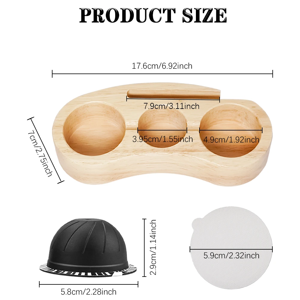 Wood Coffee Pods Filling Tool For Vertuoline Pods With 50PCS Seals Wareset Rubber Wood Capsules Holder Free Gift Brush And Spoon