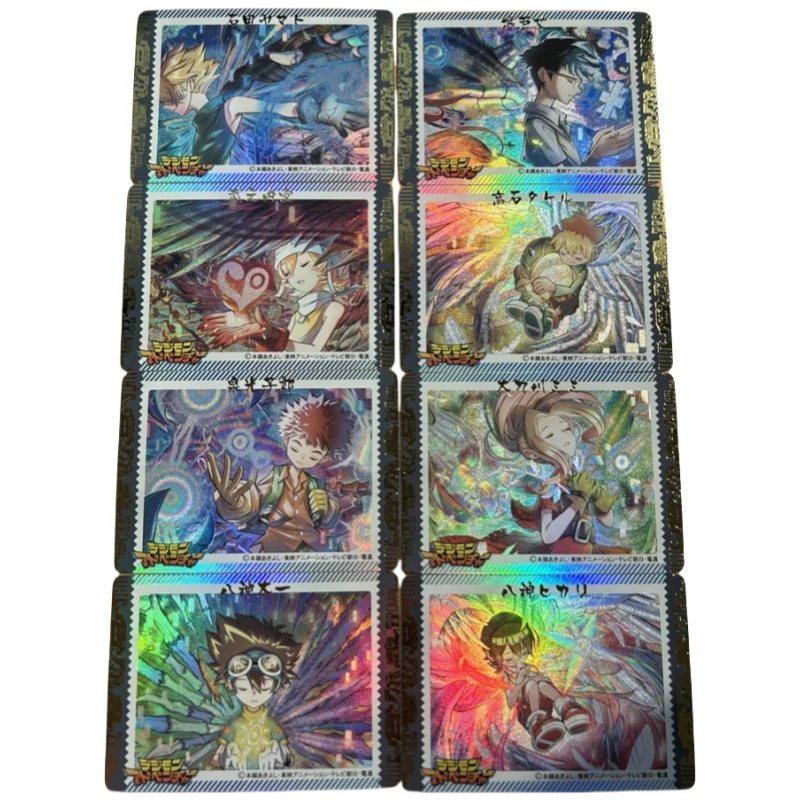 8 Sheets Flash Card Yagami Taichi Ishida Yamato Digimon Adventure Diy Hot Stamping Action Toy Figures Anime Game Collection