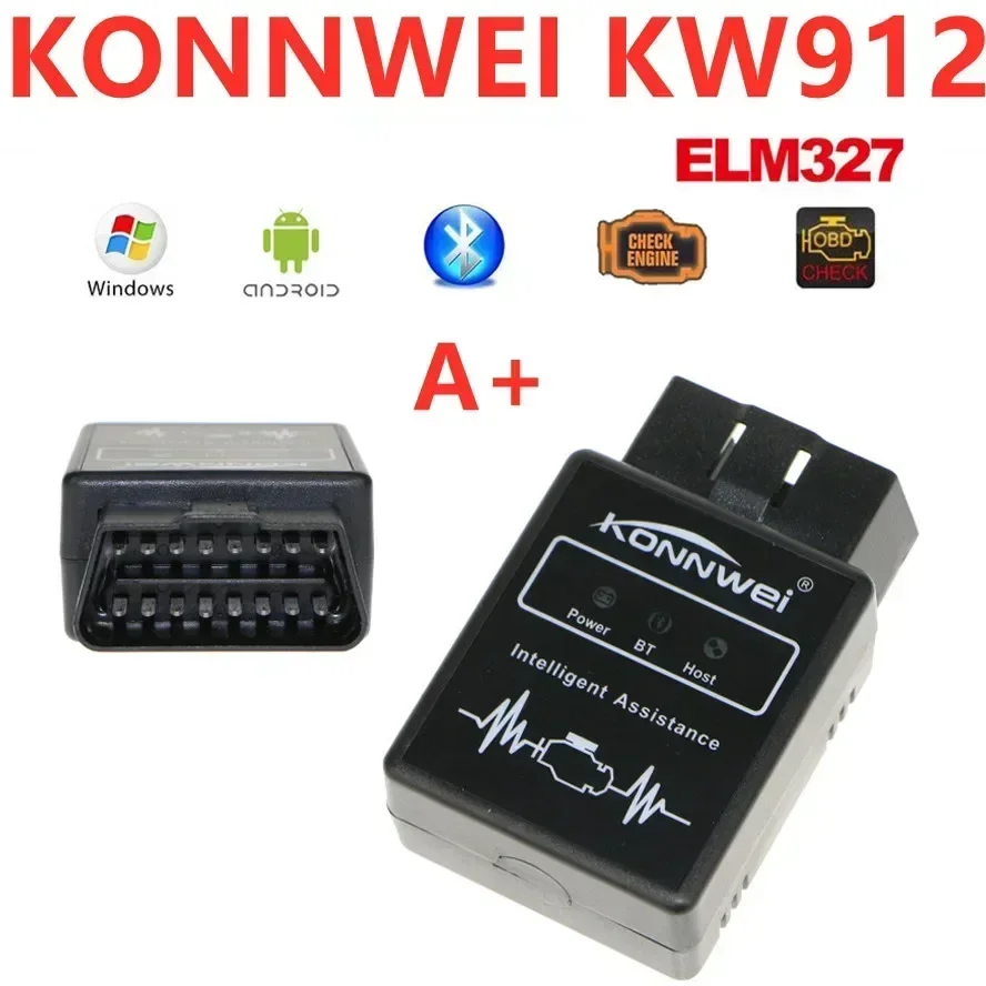 KONNWEI KW912 OBDII Bluetooth 3.0 OBD2 OBD V1.5 II Auto Code Scanner Adapter Scan Tool Error Diagnostic Tester Kw 912 in stock++