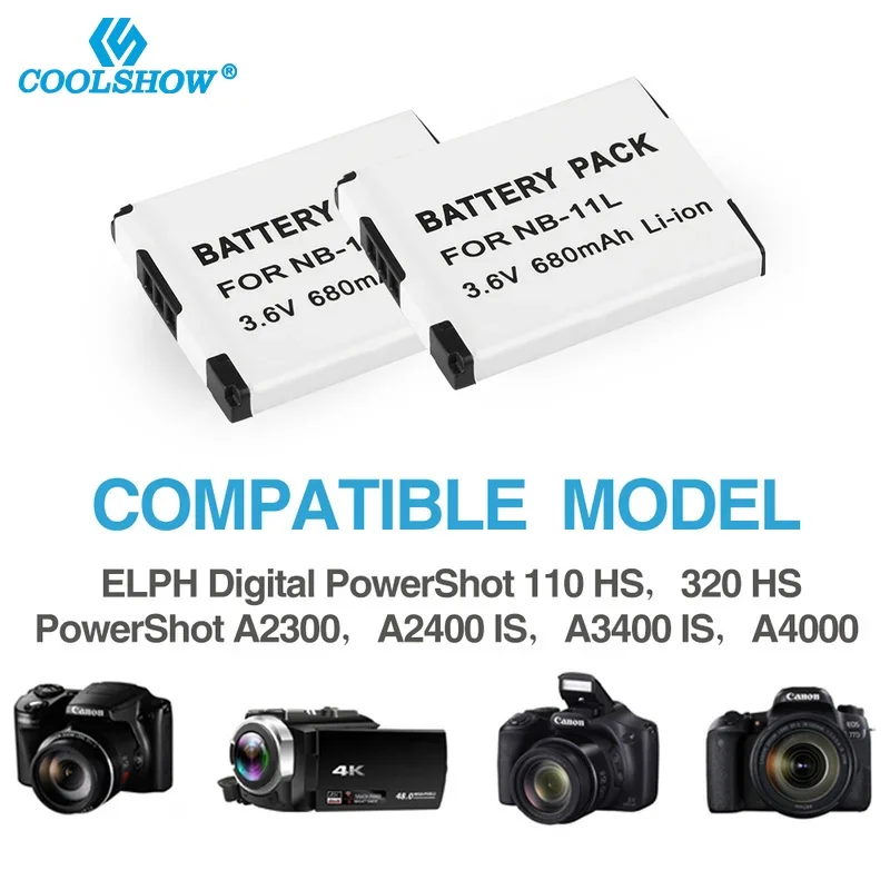 680mAh Battery NB-11L NB 11L For Canon IS A2600 A2300 A2400 A3500 A4000IS IXUS 125 132 140 240 245 265 155 HS Camera Batteries