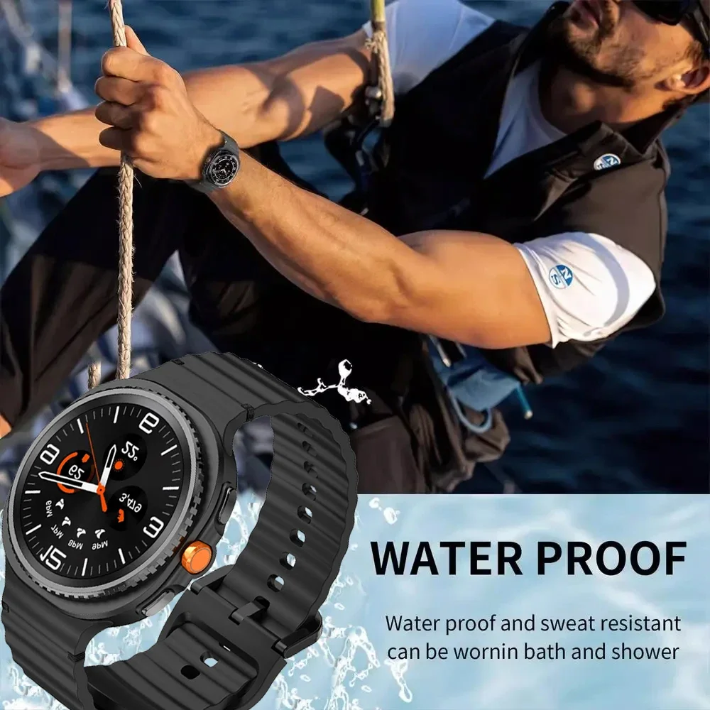 Offizielles gewelltes Silikonarmband für Samsung Galaxy Watch 8/8 Classic 46 mm 44 mm 40 mm, atmungsaktives Armband Correa für Galaxy Watch 8