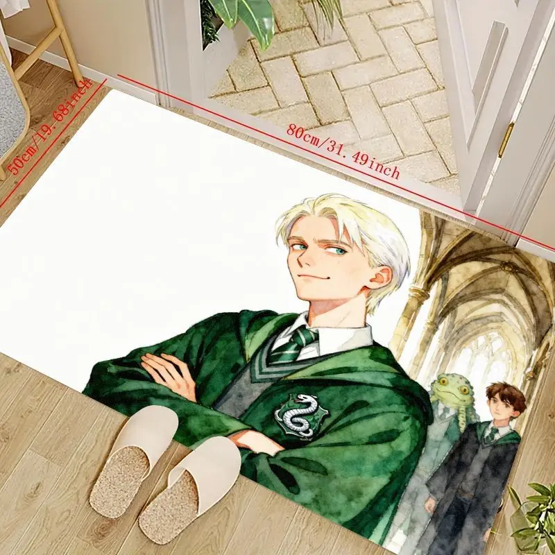 

1 шт. Гарри Поттер Драко Мелфой Слизерин в стиле аниме напольный коврик для гостиной, спальни, детской комнаты, игровой декор, эстетический моющийся A
