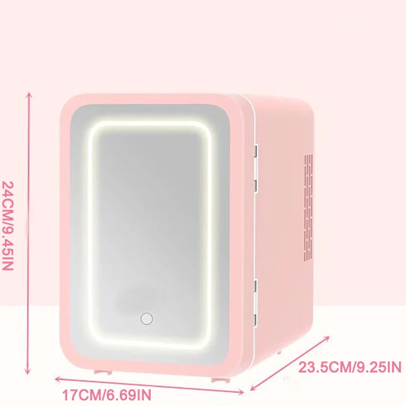 Novo Em 6L Pink Mini Portátil Pessoal Cosméticos Elétricos Beleza Geladeira Freezer Skincare Maquiagem cosméticos Com Espelho LED Light