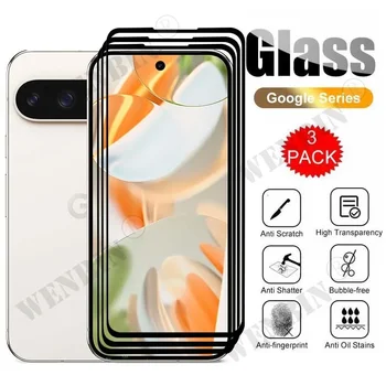 Google Pixel 9 Pro XL 8 7 6 Pro 8A 7A 6A 5A 4A 4G 3 XL용 강화 유리, 곡선 전체 커버 스크린 보호대, 3 개 