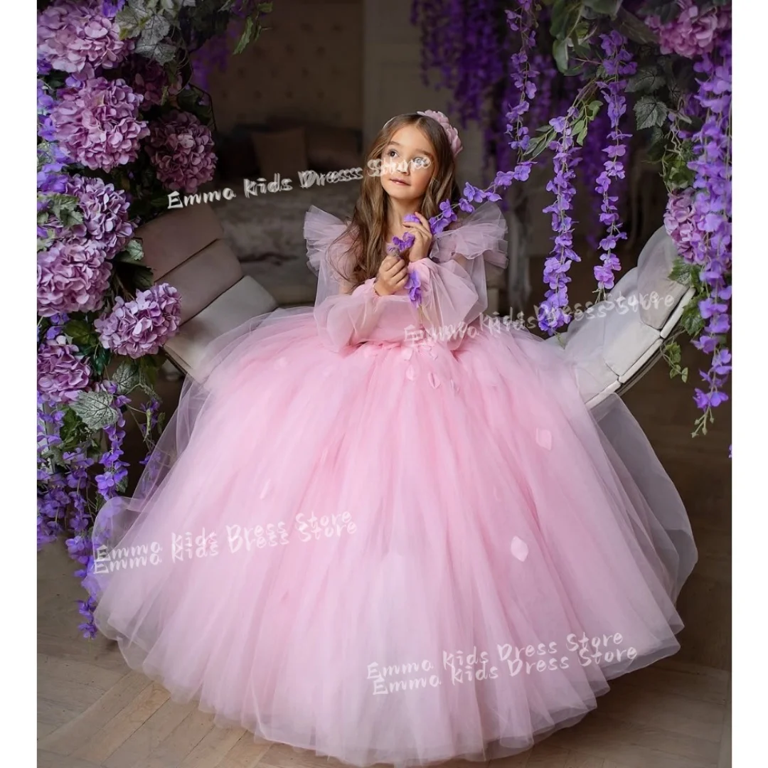 tenue-personnalisee-de-demoiselle-d'honneur-pour-la-premiere-communion-manches-courtes-bouffantes-col-montant-en-maille-robe-de-demoiselle-d'honneur-moelleuse-elegante-adaptee-pour