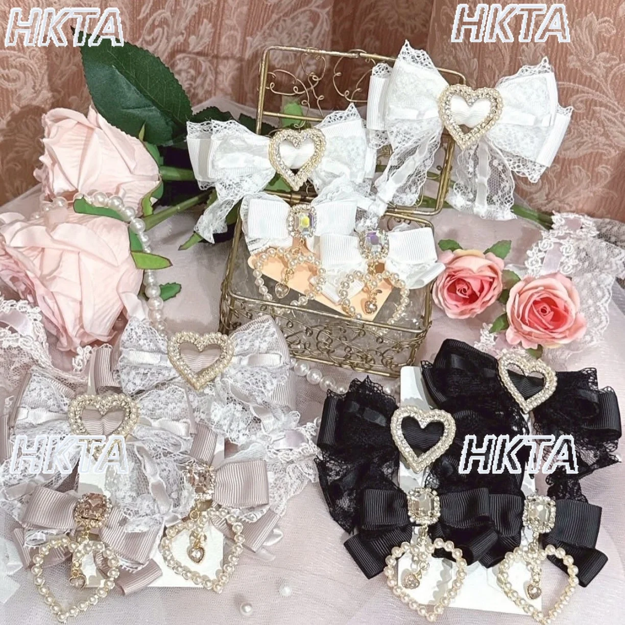 

Японские милые заколки для массового производства, кружевные заколки для волос с жемчужным бантом, аксессуары для волос, женские милые заколки для волос Kawaii Lolita Liz, головной убор, заколка для волос