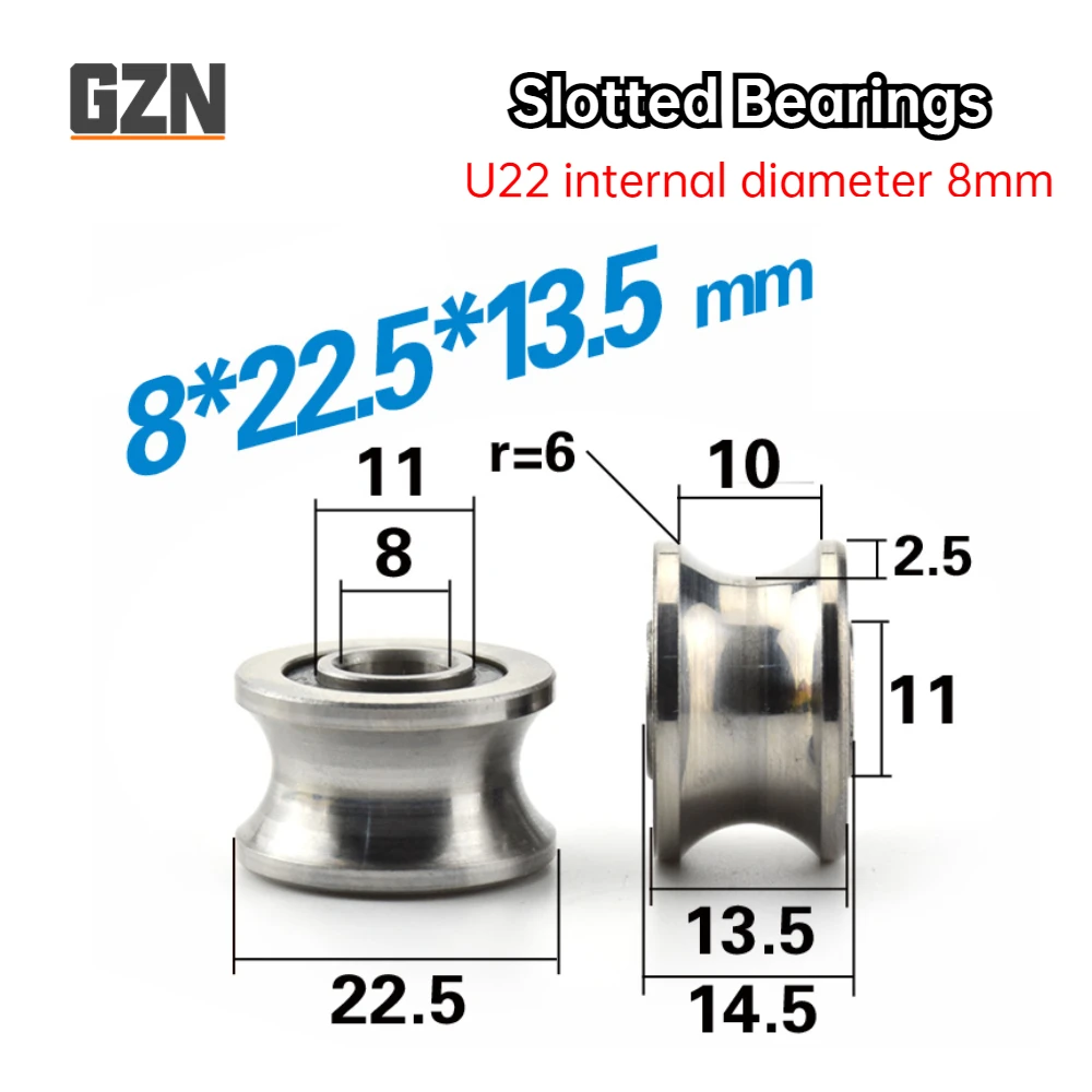 1PCS High-precision T-slot U-slot Bearing U22T22 Track Wheel Pulley Bearing Over 12 Axis 8 * 22.5 * 14.5 * 13.5 mm