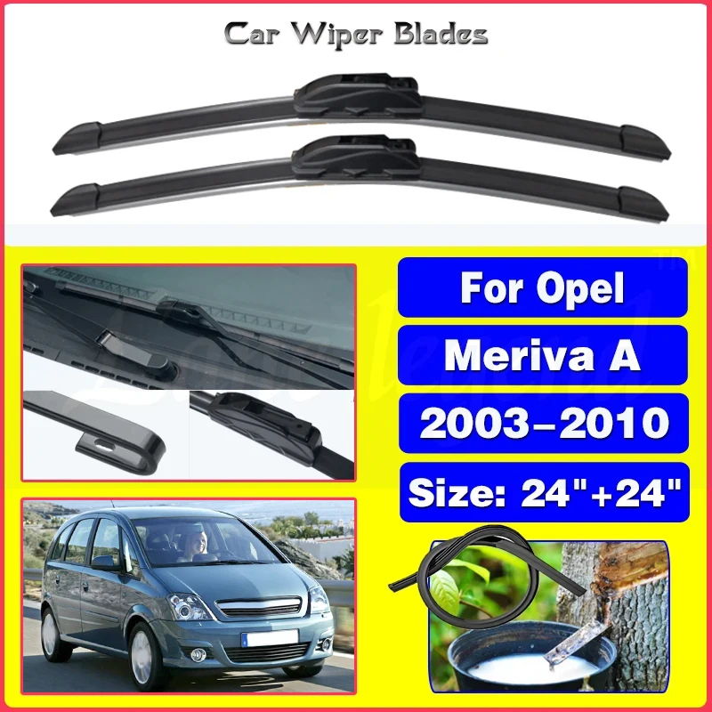 

Front Wipers For Opel Meriva A 2003-2010 Wiper Blade Rubber 24"+24" Car Windshield Windscreen Accessories 2006 2007 2008 2009