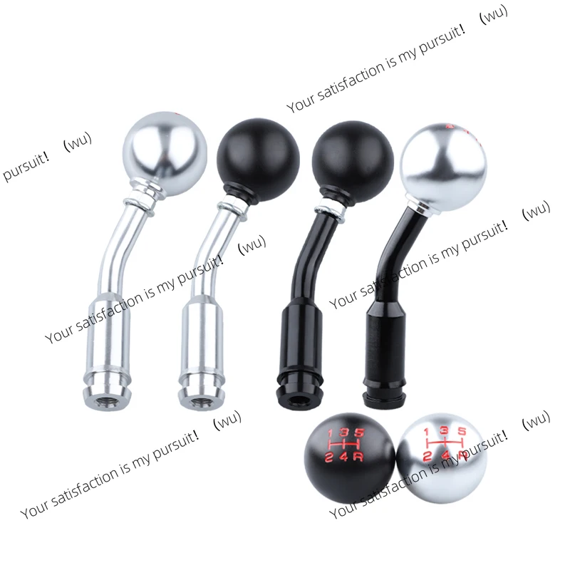5 6 Speed Black Silver Car Shift Knob Aluminum Extension Rod Gear Shifter With Knob Shift Head