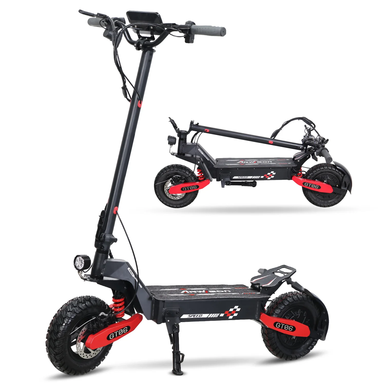 Patinete eléctrico plegable para adultos, Scooter de doble Motor con absorción de impactos, de 11 pulgadas neumáticos todoterreno, 40mph, 52V, 23Ah, 2400W