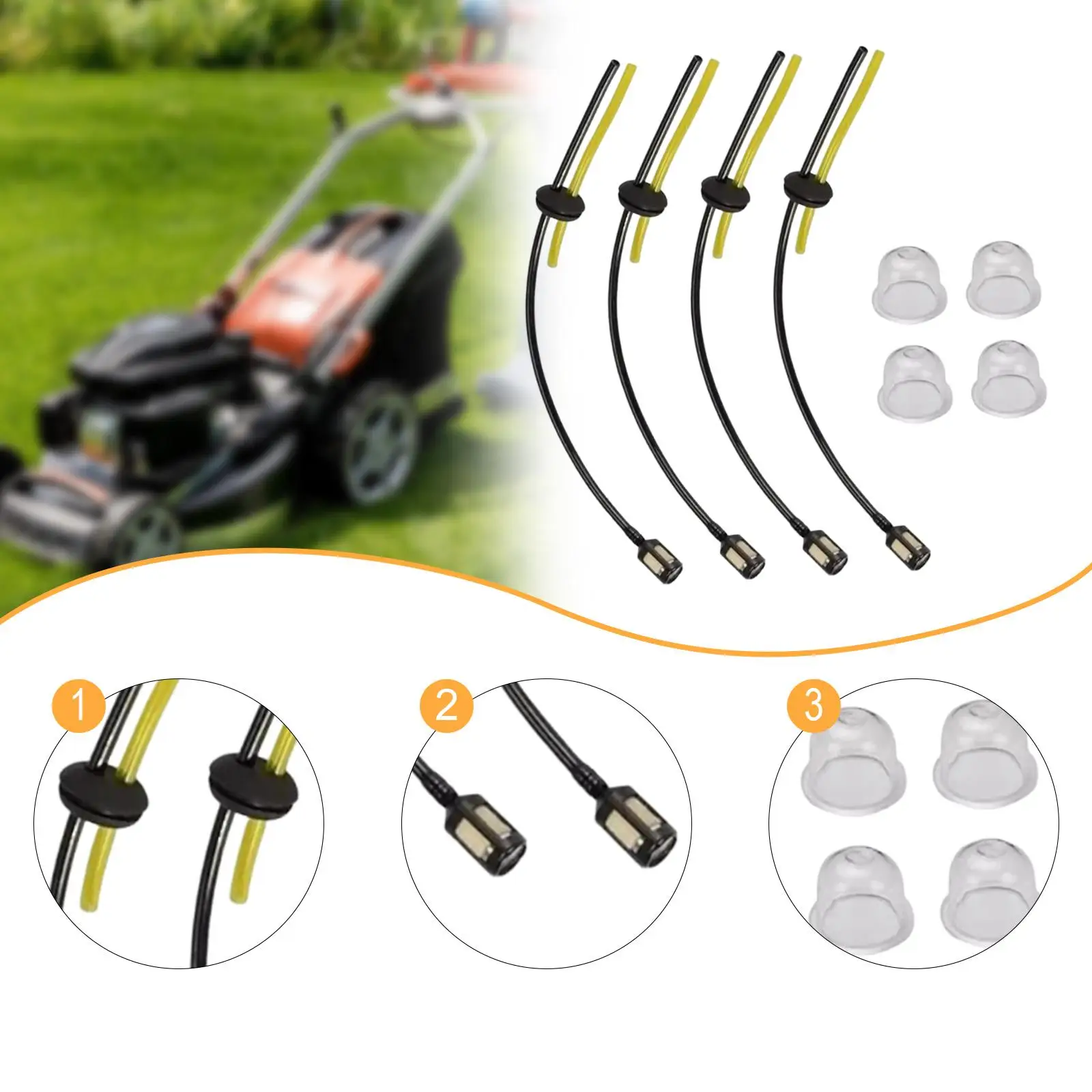 

8Pcs Fuels Lines Hoses Pipes Fitting with Primer Bulbs for Brush Cutter Trimmer Garden Power Tools Mower Lawn Mower Accessories